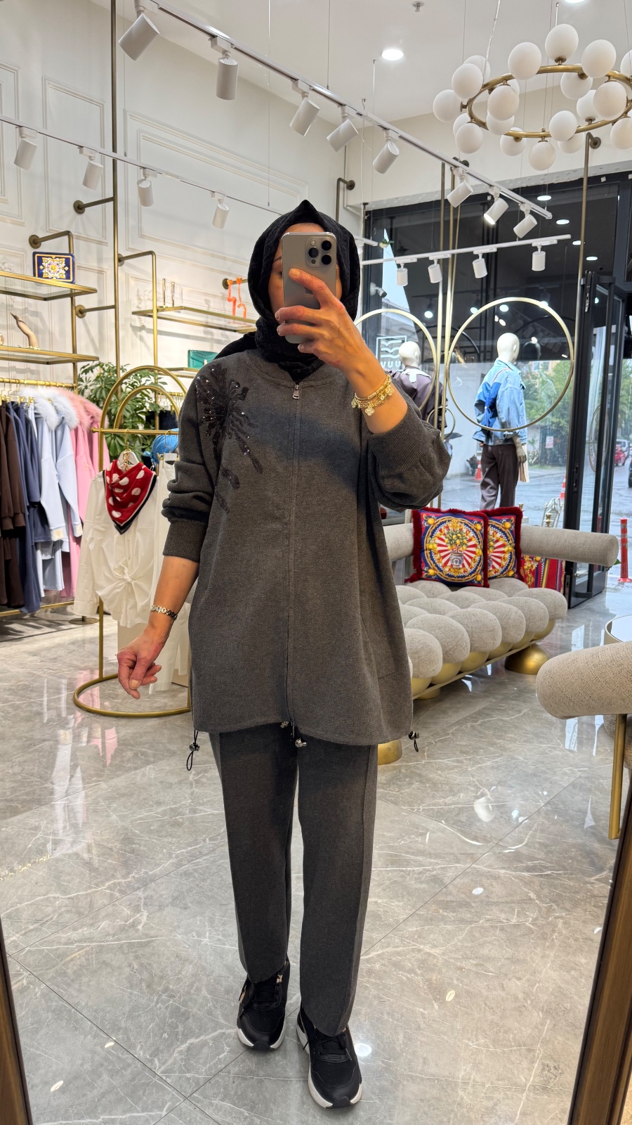 FERMUARLI TRİKO GRİ