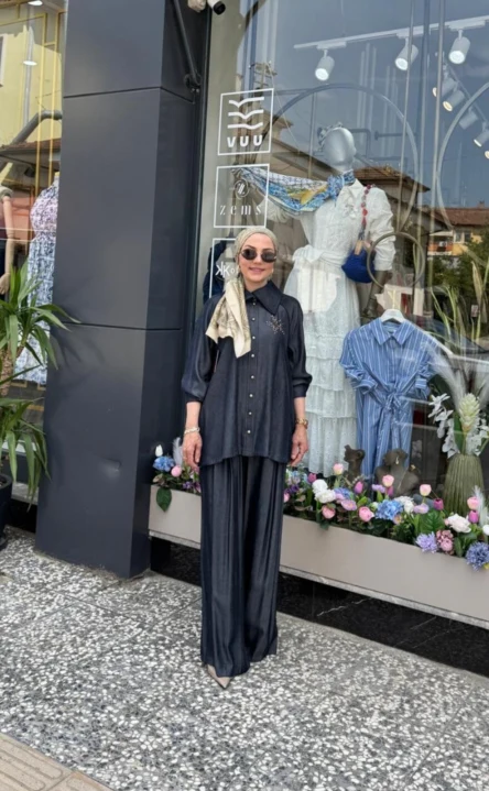 Denim Tensel Gömlek Takım